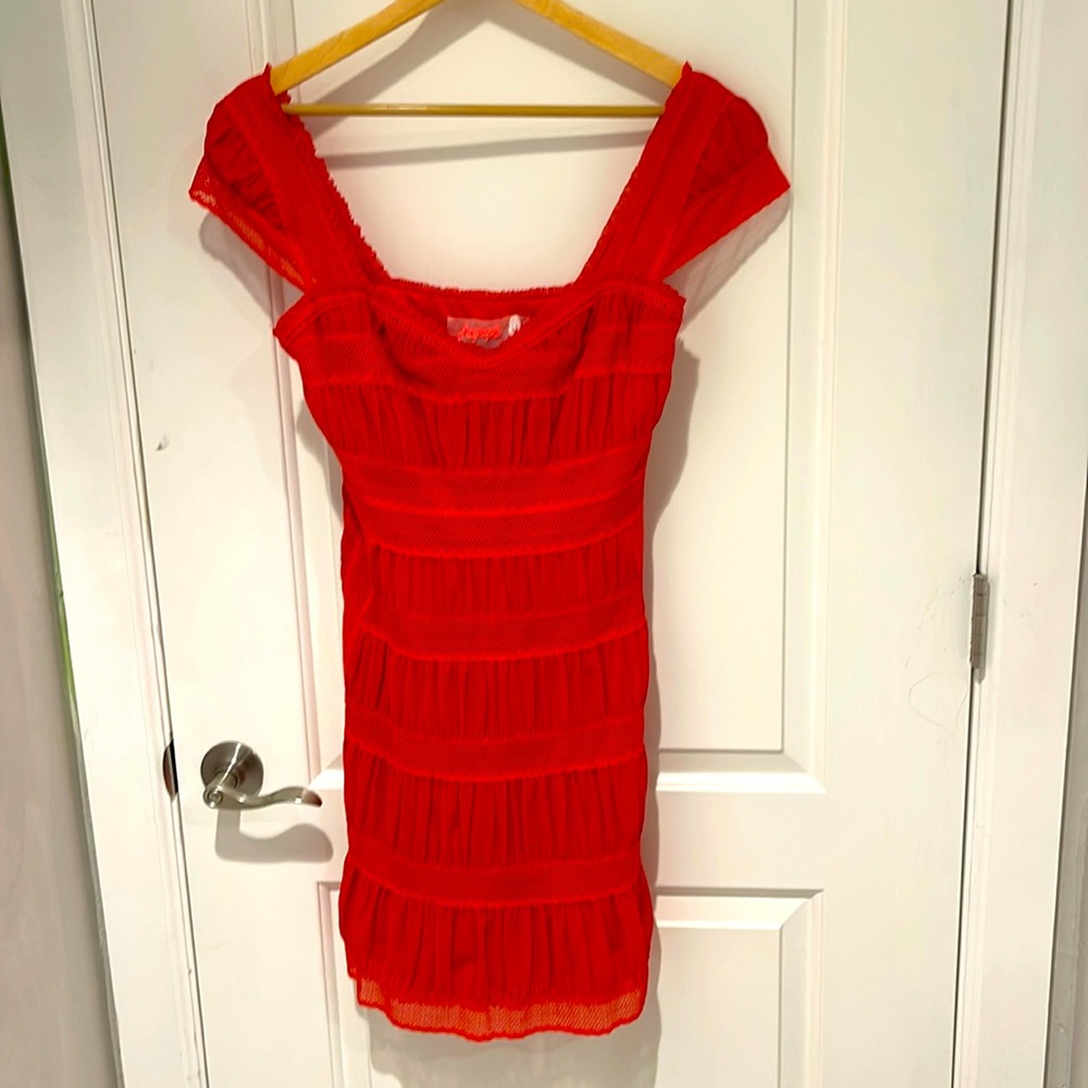 NWOT. Rare - Super Cute! Free People Dress - Bright Red. Size 6.